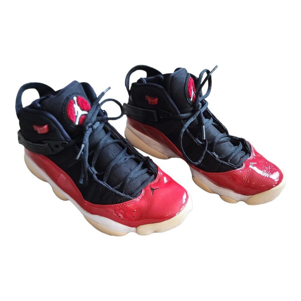 Nike Air Jordan 6 Rings Size 8.5 Style 322992 060 Black White Gym Red